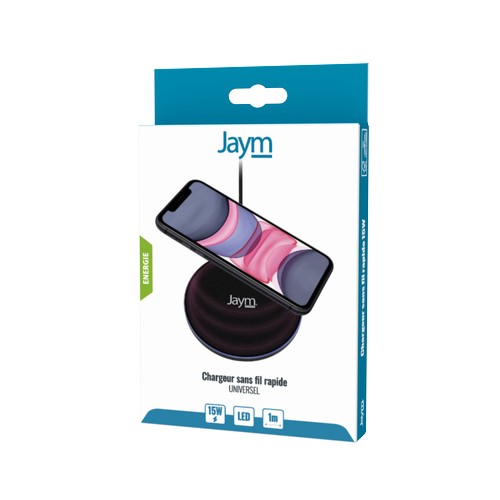 CHARGEUR INTELLIGENT PAD A INDUCTION RAPIDE QI 15W - NOIR - JAYM® - 6