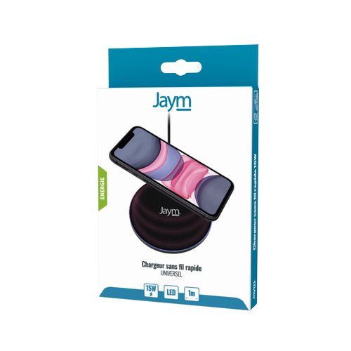 CHARGEUR INTELLIGENT PAD A INDUCTION RAPIDE QI 15W - NOIR - JAYM® - 6