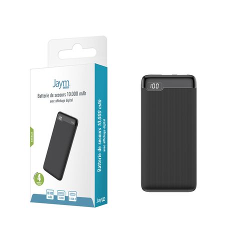 BATTERIE DE SECOURS 10.000 MAH PREMIUM AVEC AFFICHAGE DIGITAL - 2 USB-A OUT + 1 USB-C IN / OUT - 2