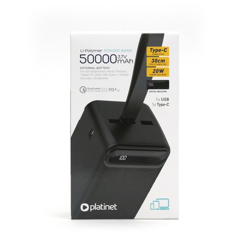 BATTERIE DE SECOURS 50 000 MAH NOIRE + TORCHE LED - 10