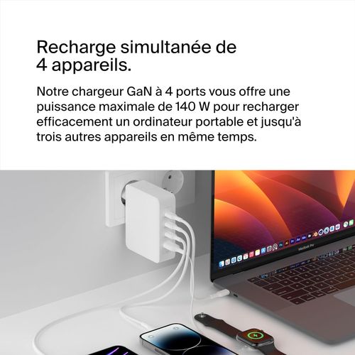 CHARGEUR SECTEUR ULTRA-RAPIDE USB-C 140W  BLANC - 3