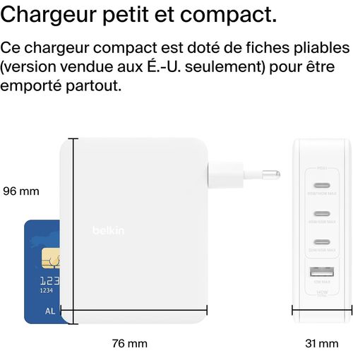 CHARGEUR SECTEUR ULTRA-RAPIDE USB-C 140W  BLANC - 6