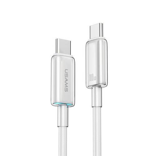 CABLE CHARGE USB-C VERS USB-C PD 3.0 (100W) - 1.2M - LED LUMINEUSE - BLANC - USAMS - 1