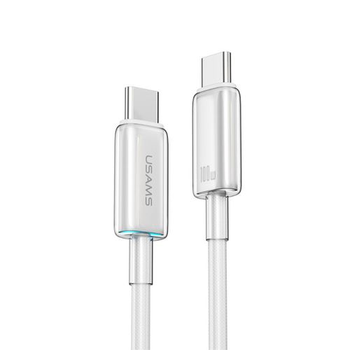 CABLE CHARGE USB-C VERS USB-C PD 3.0 (100W) - 1.2M - LED LUMINEUSE - BLANC - USAMS - 1