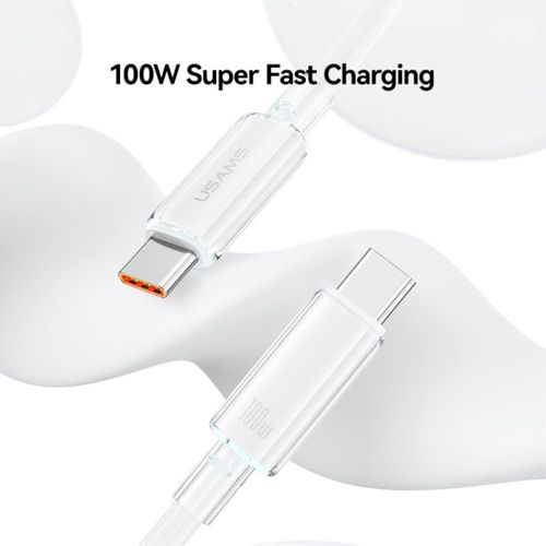 CABLE CHARGE  USB-C VERS USB-C PD 3.0 (100W) - 1.2M - LED LUMINEUSE - BLANC - USAMS - 2