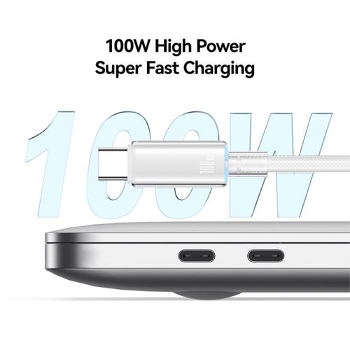 CABLE CHARGE  USB-C VERS USB-C PD 3.0 (100W) - 1.2M - LED LUMINEUSE - BLANC - USAMS - 3