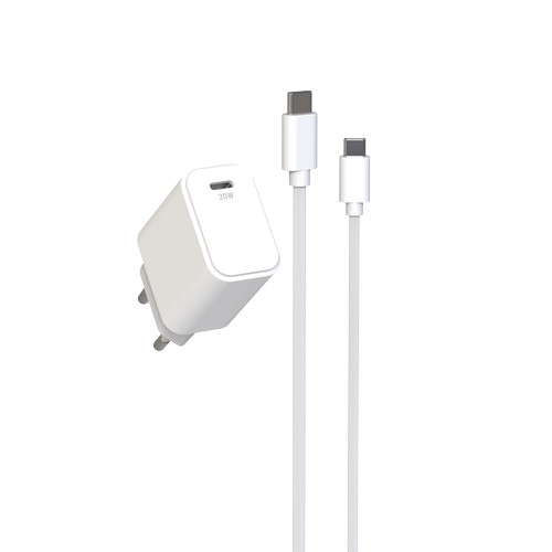 CHARGEUR SECTEUR USB-C PD 20W + CABLE USB-C VERS USB-C 1.5M - BLANCS - 2