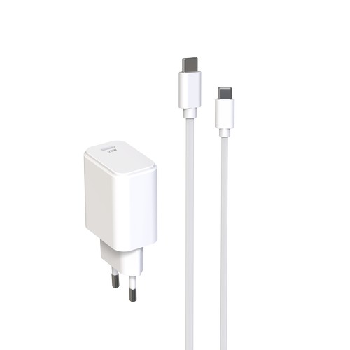 CHARGEUR SECTEUR USB-C PD 20W + CABLE USB-C VERS USB-C 1.5M - BLANCS - 4