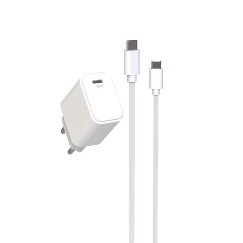 CHARGEUR SECTEUR USB-C PD 20W + CABLE USB-C VERS USB-C 1.5M - BLANCS - 2