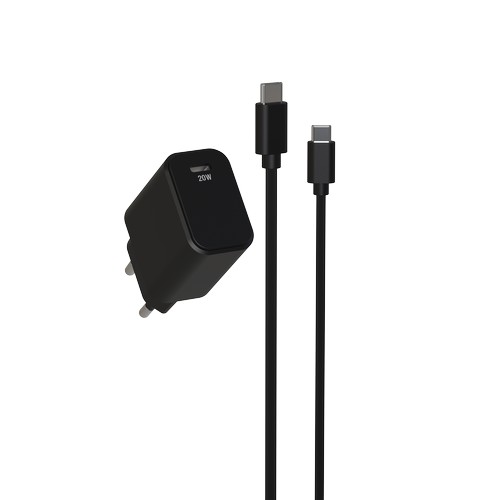CHARGEUR SECTEUR USB-C PD 20W + CABLE USB-C VERS USB-C 1.5M - NOIRS - 2