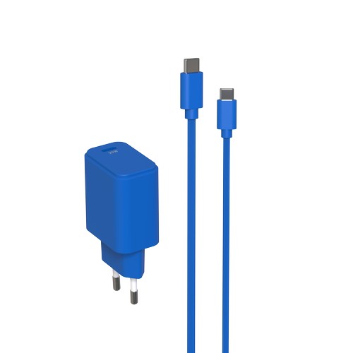 CHARGEUR SECTEUR USB-C PD 20W + CABLE USB-C VERS USB-C 1.5M - BLEU COBALT - 4