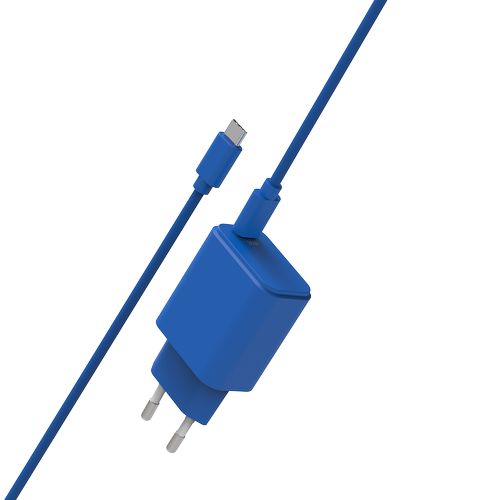 CHARGEUR SECTEUR USB-C PD 20W + CABLE USB-C VERS USB-C 1.5M - BLEU COBALT - 3