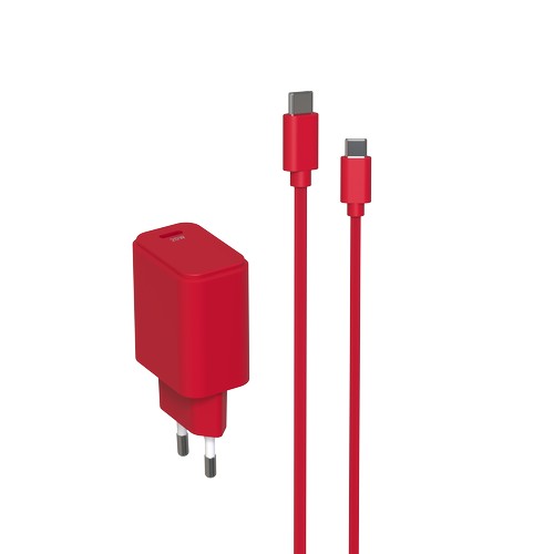 CHARGEUR SECTEUR USB-C PD 20W + CABLE USB-C VERS USB-C 1.5M - ROUGE - 4