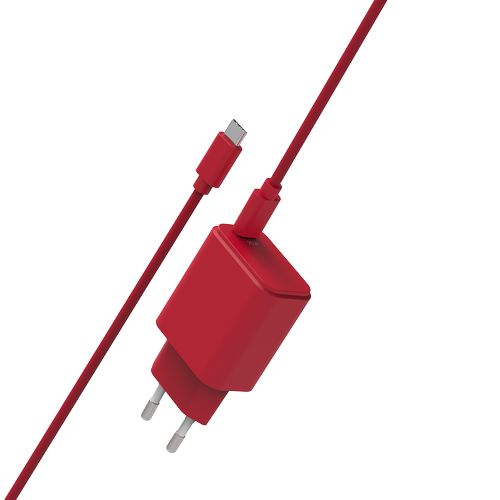 CHARGEUR SECTEUR USB-C PD 20W + CABLE USB-C VERS USB-C 1.5M - ROUGE - 3