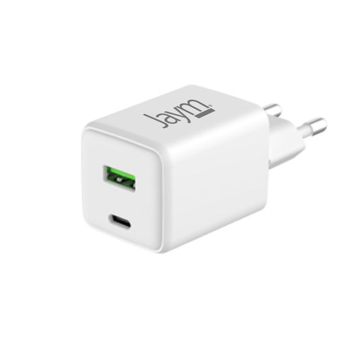 CHARGEUR SECTEUR  *GAN* DOUBLE USB : USB-A 18W QC + USB-C 30W - 3