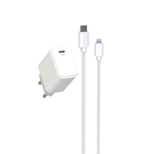CHARGEUR SECTEUR USB-C PD 20W + CABLE USB-C VERS LIGHTNING 1.5M - 2
