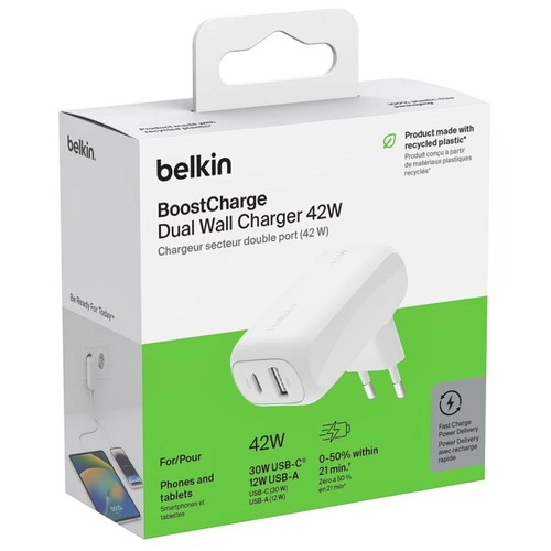 CHARGEUR SECTEUR 42W DOUBLE USB BLANC - 5