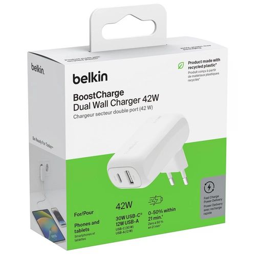 CHARGEUR SECTEUR  42W DOUBLE USB  BLANC - 5