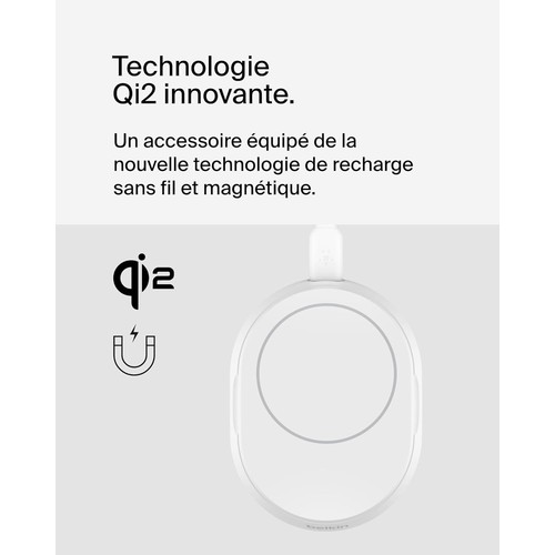 STATION DE RECHARGE RETRACTABLE AVEC INDUCTION Qi2 15W POUR IPHONE - BLANC - BELKIN - 6