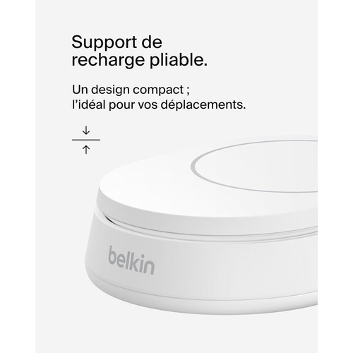 STATION DE RECHARGE RETRACTABLE AVEC INDUCTION Qi2 15W POUR IPHONE - BLANC - BELKIN - 7