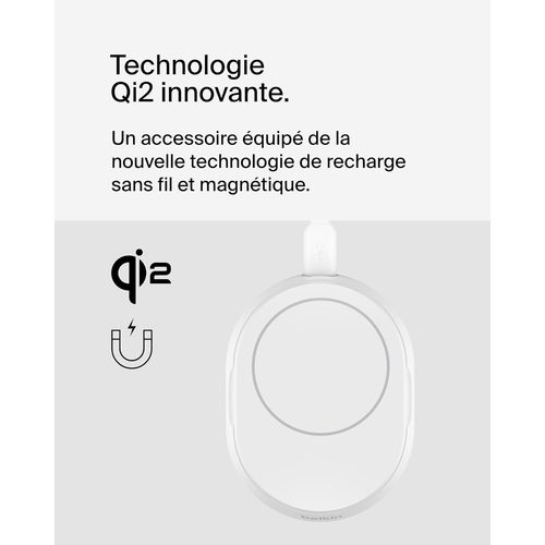 STATION DE RECHARGE RETRACTABLE AVEC INDUCTION  Qi2 15W POUR IPHONE - BLANC - BELKIN - 6