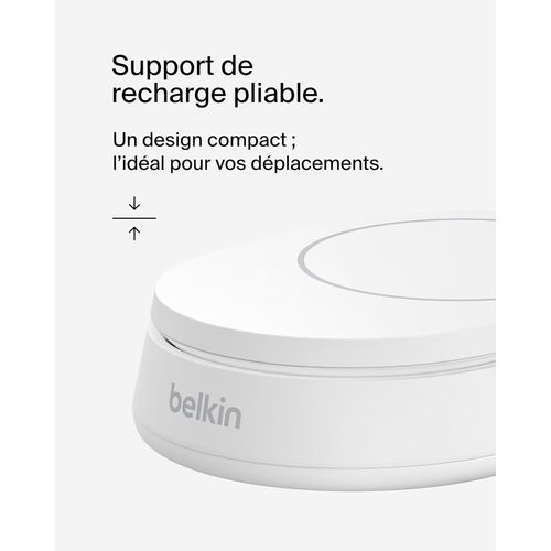 STATION DE RECHARGE RETRACTABLE AVEC INDUCTION  Qi2 15W POUR IPHONE - BLANC - BELKIN - 7