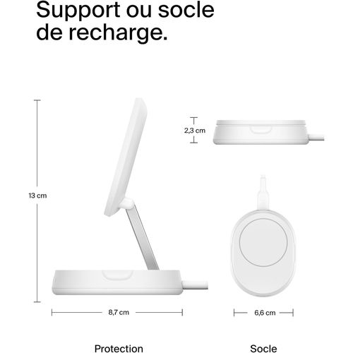 STATION DE RECHARGE RETRACTABLE AVEC INDUCTION  Qi2 15W POUR IPHONE - BLANC - BELKIN - 9