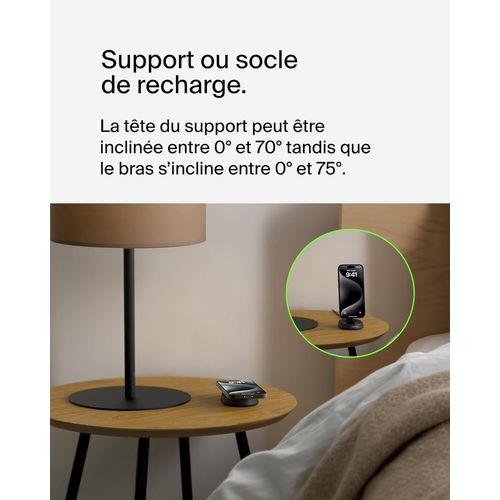 STATION DE RECHARGE RETRACTABLE AVEC INDUCTION  Qi2 15W POUR IPHONE - NOIR - BELKIN - 5