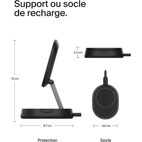 STATION DE RECHARGE RETRACTABLE AVEC INDUCTION  Qi2 15W POUR IPHONE - NOIR - BELKIN - 9