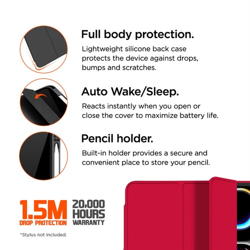 ETUI FOLIO ROUGE RENFORCÉ POUR APPLE IPAD PRO 13 (2024 - 2025) - EIGER® - 5