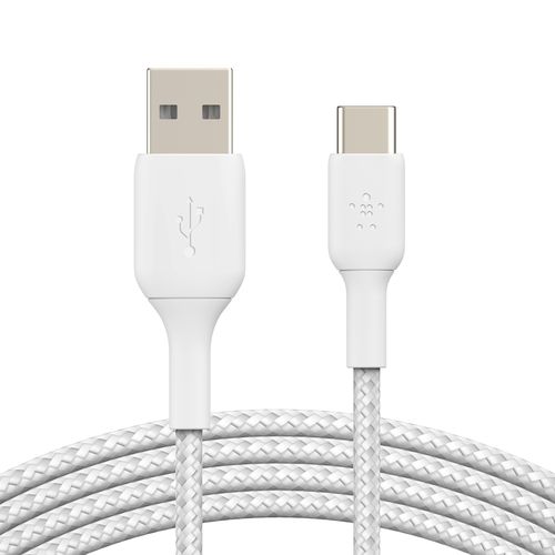 CABLE  CHARGE  USB VERS USB-C 3M - RENFORCÉ ET TRESSÉ BLANC - BELKIN - 4