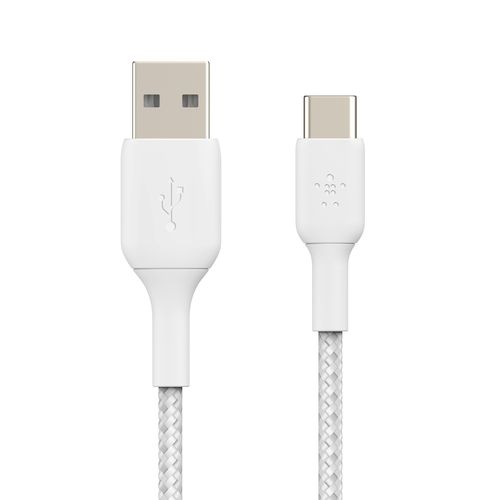 CABLE  CHARGE  USB VERS USB-C 3M - RENFORCÉ ET TRESSÉ BLANC - BELKIN - 2