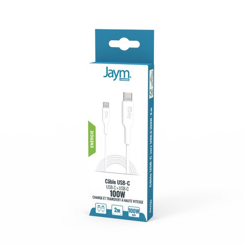 CABLE CHARGE  USB-C VERS USB-C PD 3.0 (100W) - LONGUEUR 2M - BLANC - - 7