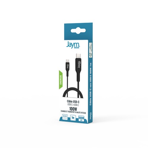 CABLE CHARGE USB-C VERS USB-C PD 3.0 (100W) - LONGUEUR 1M - NOIR - - 7