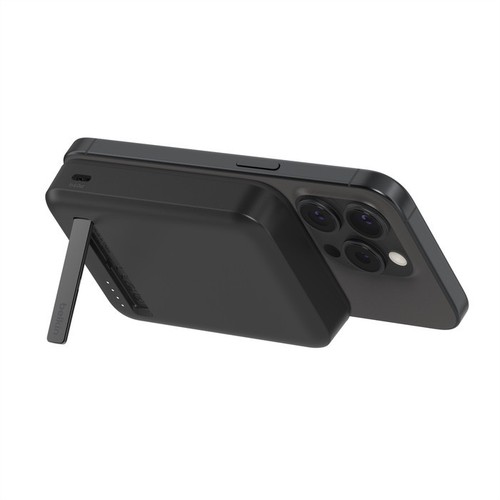 BATTERIE DE SECOURS INDUCTION 8.000 MAH MAGSAFE FONCTION STAND - NOIRE - 1