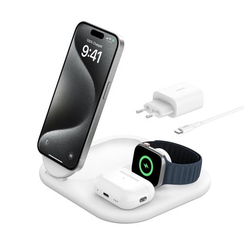 STATION DE RECHARGE RETRACTABLE 3-EN-1 AVEC INDUCTION POUR IPHONE / AIRPODS / WATCH - 1