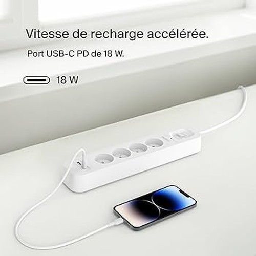 PRISE PARAFOUDRE 4 PRISES + 1 USB-A + 1 USB-C PD - BELKIN - 4