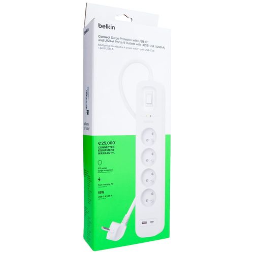 PRISE PARAFOUDRE 4 PRISES + 1 USB-A + 1 USB-C PD - BELKIN - 7