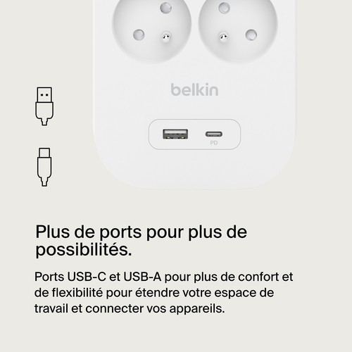 PRISE PARAFOUDRE 6 PRISES + 1 USB-A + 1 USB-C PD - BELKIN - 2