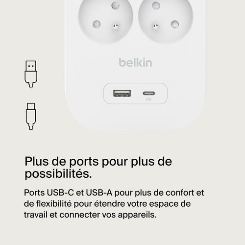 PRISE PARAFOUDRE 8 PRISES + 1 USB-A + 1 USB-C PD - BELKIN - 2