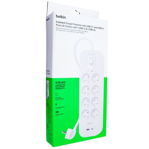 PRISE PARAFOUDRE 8 PRISES + 1 USB-A + 1 USB-C PD - BELKIN - 7