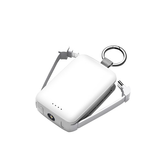 BATTERIE DE SECOURS PORTE-CLÉS - CABLES USB-C ET LIGHTNING INTEGRÉS - LAMPE TORCHE - 6
