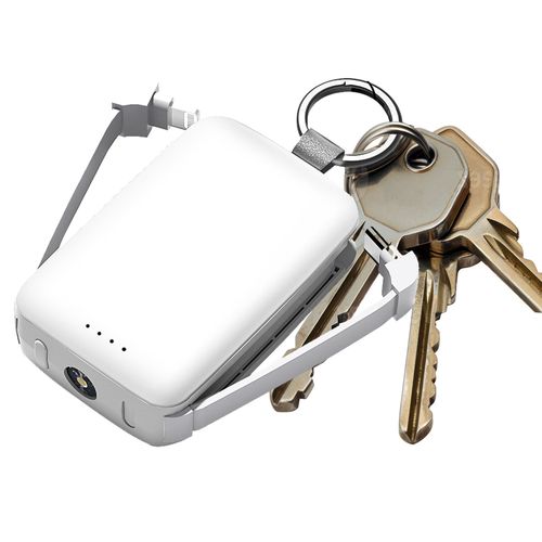 BATTERIE DE SECOURS PORTE-CLÉS - CABLES USB-C ET LIGHTNING INTEGRÉS - LAMPE TORCHE - 1