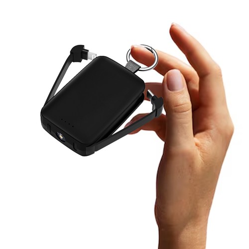 BATTERIE DE SECOURS PORTE-CLÉS - CABLES USB-C ET LIGHTNING INTEGRÉS - LAMPE TORCHE - 3