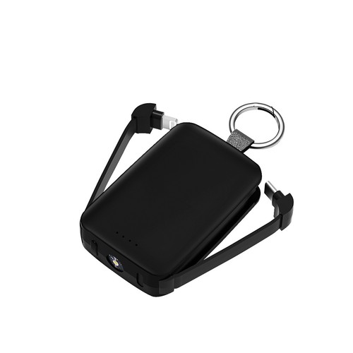 BATTERIE DE SECOURS PORTE-CLÉS - CABLES USB-C ET LIGHTNING INTEGRÉS - LAMPE TORCHE - 6