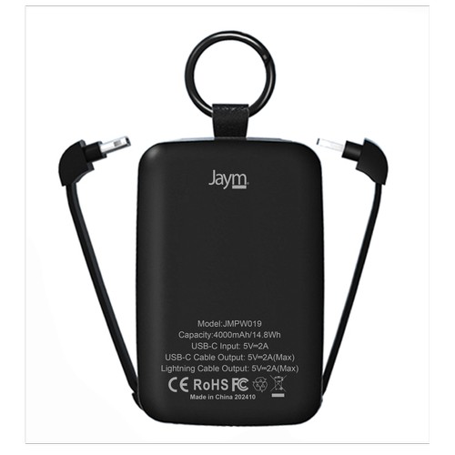 BATTERIE DE SECOURS PORTE-CLÉS - CABLES USB-C ET LIGHTNING INTEGRÉS - LAMPE TORCHE - 7