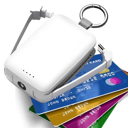 BATTERIE DE SECOURS ULTRA COMPACTE PORTE-CLÉS BLANCHE - BULK POUR PERSONNALISATION - 3