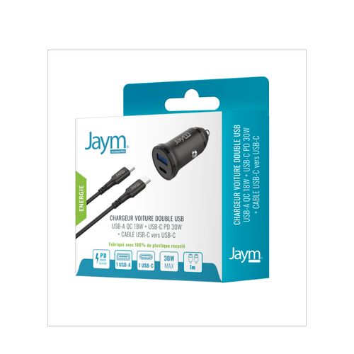 CHARGEUR VOITURE RAPIDE DOUBLE USB + CABLE - 5