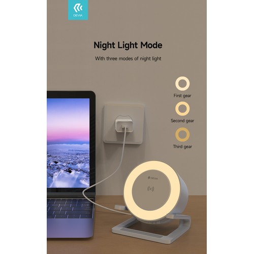 ENCEINTE DE BUREAU BLUETOOTH 5W + STATION DE RECHARGE INDUCTION 15W + LAMPE DE NUIT + EFFETS LUMINEUX - DEVIA - 11