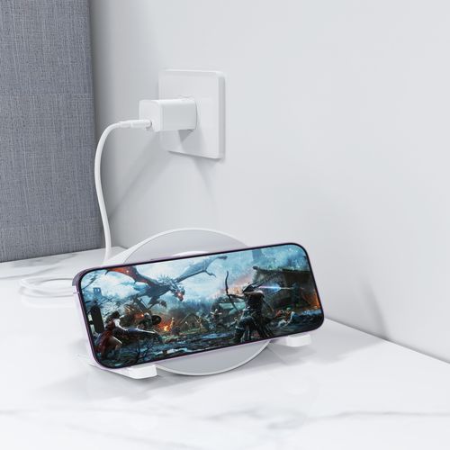 ENCEINTE DE BUREAU BLUETOOTH 5W + STATION DE RECHARGE INDUCTION 15W + LAMPE DE NUIT + EFFETS LUMINEUX - DEVIA - 5